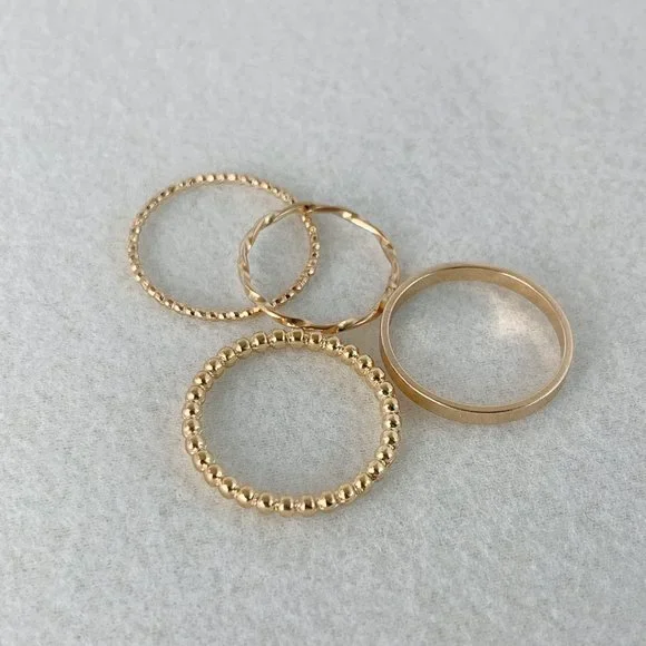 4pcs Gold Stacking Rings - Picture 6 of 9